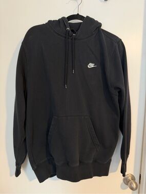 Nike Black Pullover Hoodie with Small White Swoosh